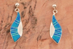 Calvin Begay Blue Opal Sterling Silver Earrings